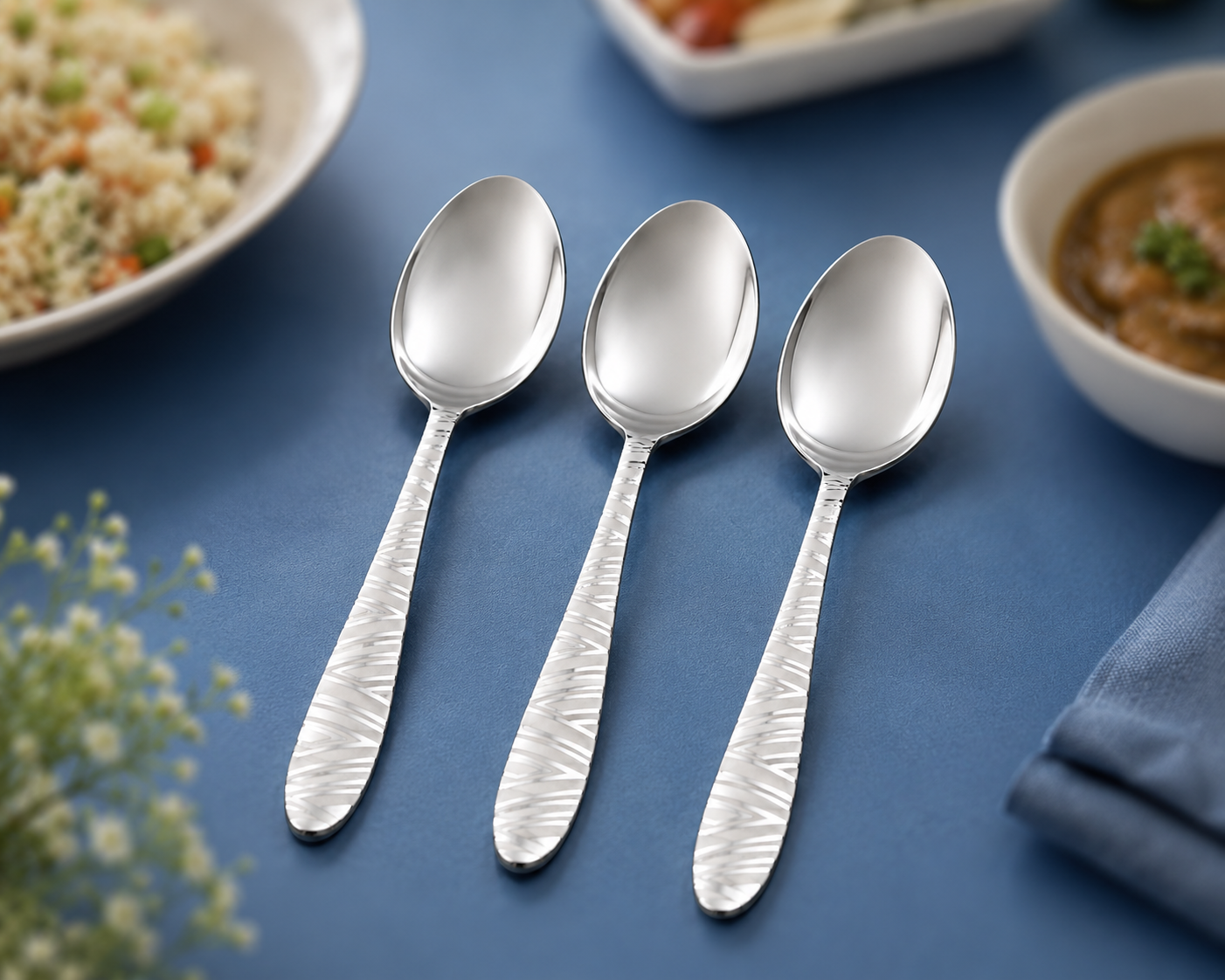 Silver Swirl Luxury Spoon Set – 12 Pcs