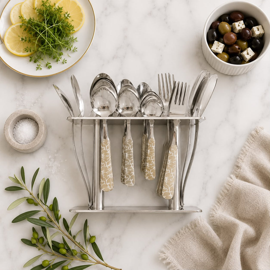 Minevia Silver 28 Pcs Cutlery Set