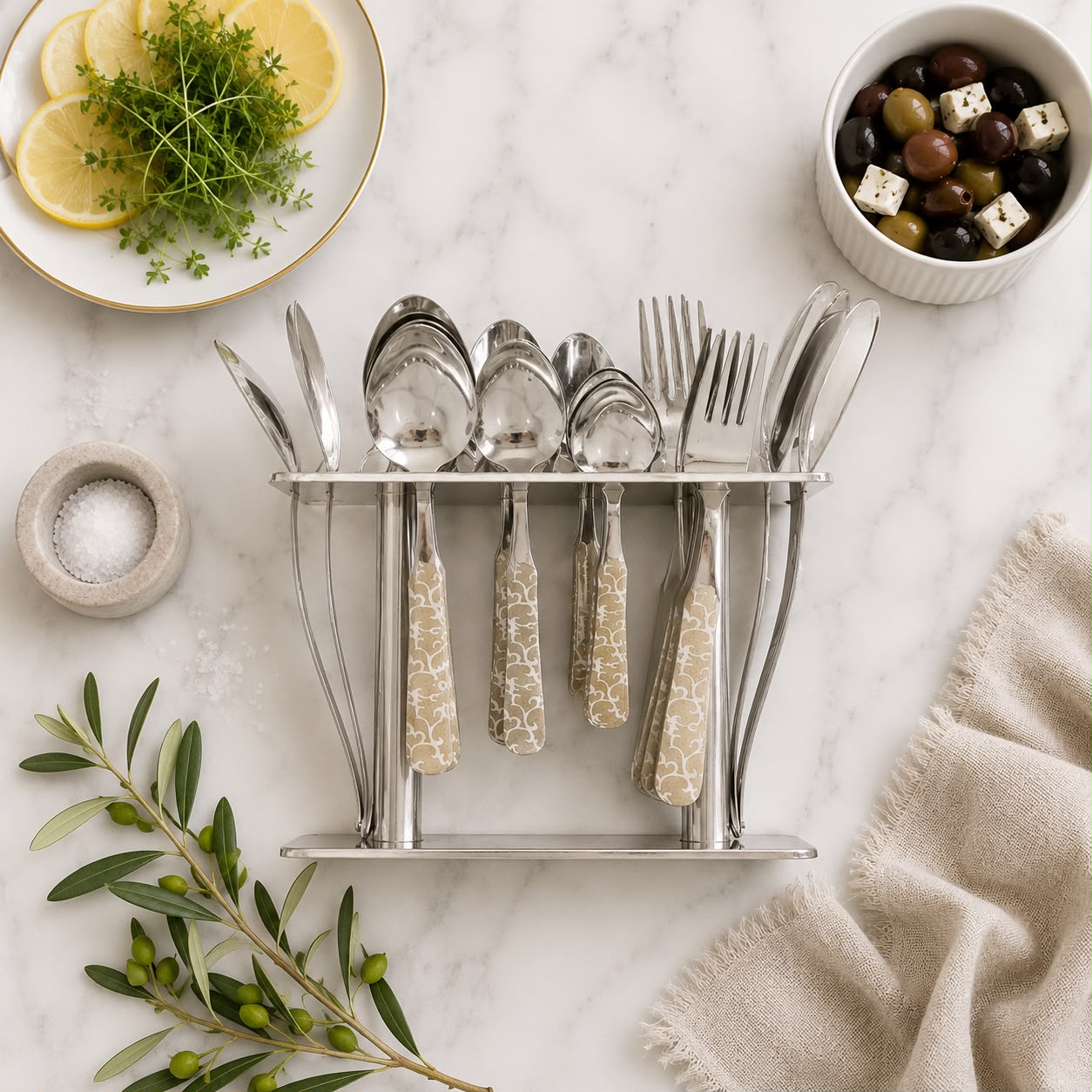 Minevia Silver 28 Pcs Cutlery Set